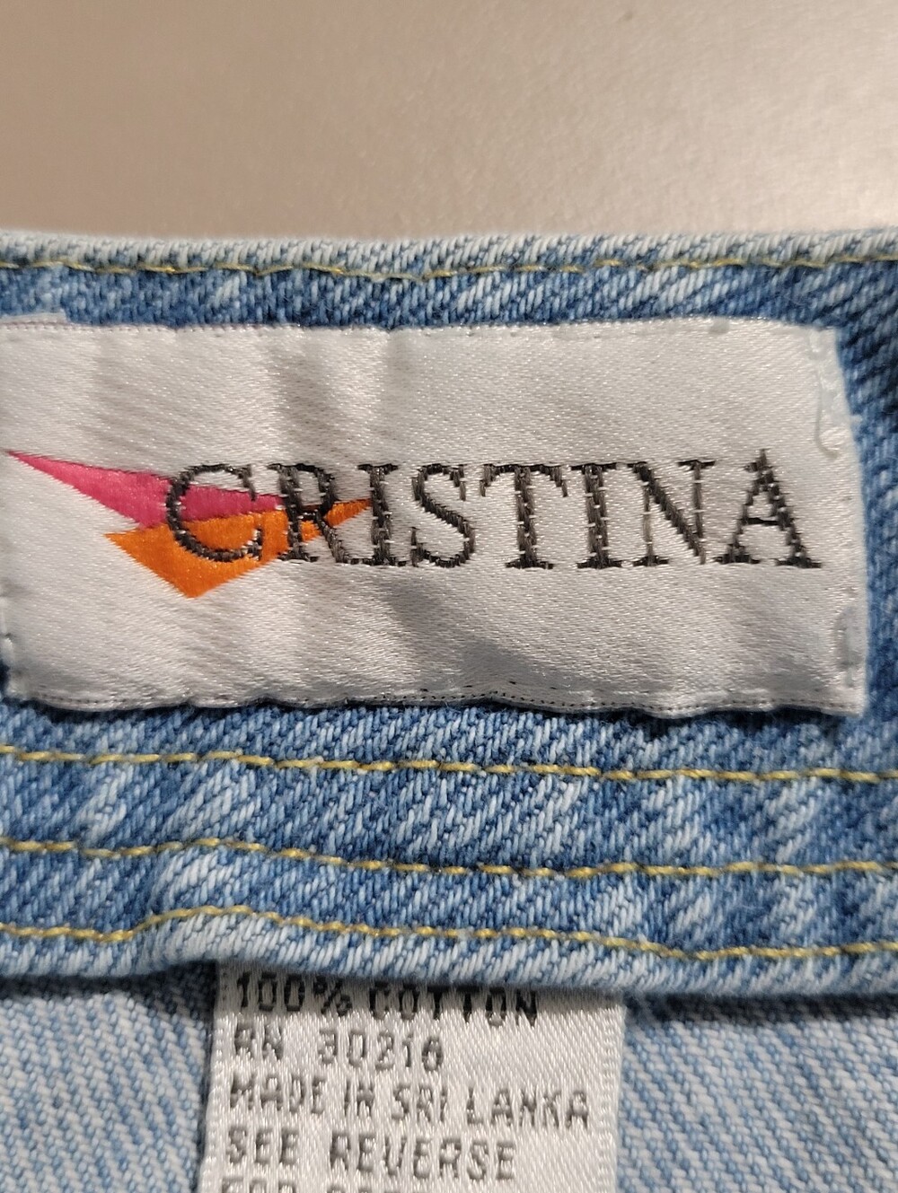 Cristina Vintage Wrap Front Denim Mini Skirt Side Button Closure Size 7/8 - Picture 7 of 10